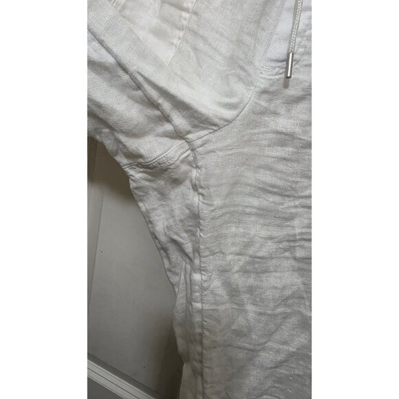 Athleta Women 12 White 100%Linen Jogger Pants Elastic Waistband & Ankle Cuffs - Picture 7 of 9